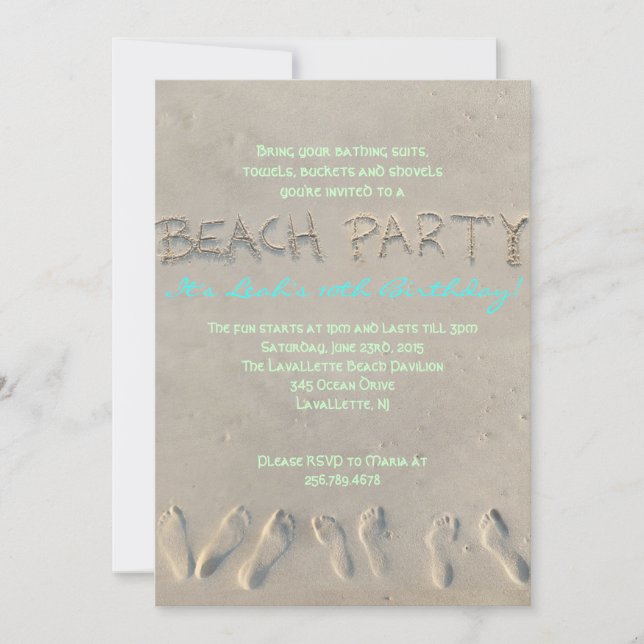 SANDY BEACH Birthday Party Invitation (Front)