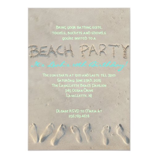 SANDY BEACH Birthday Party Invitation | Zazzle