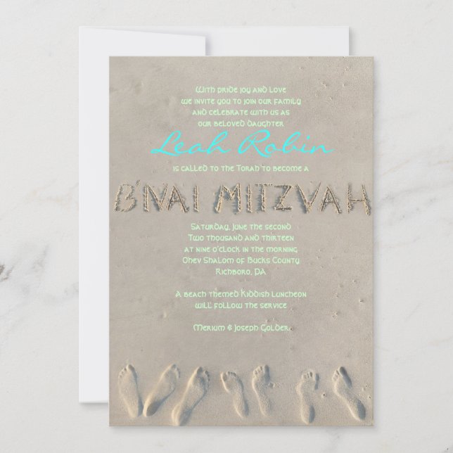 SANDY BEACH BNAI Mitzvah Invitation (Front)