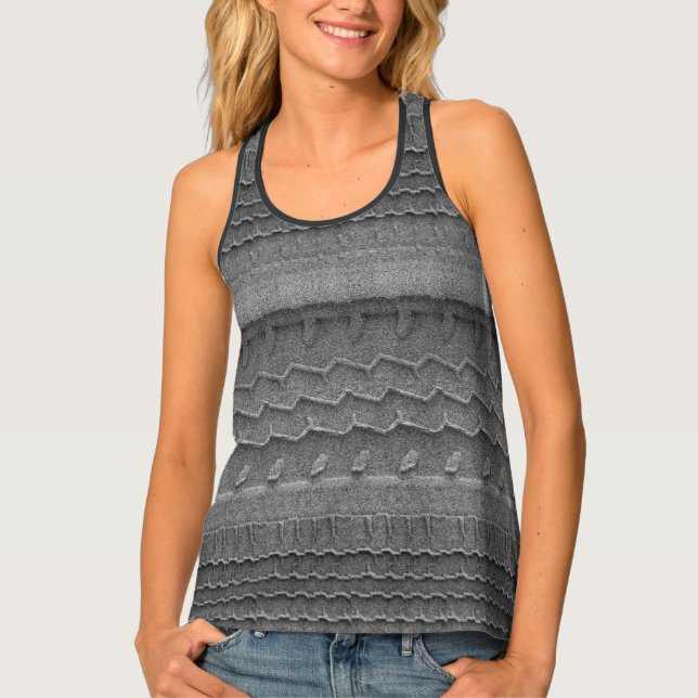 Sandy Beach Car Tire Trace Gray Tank Top (Front)