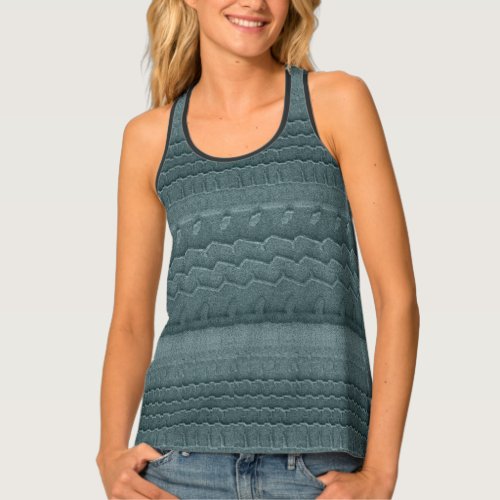 Sandy Beach Car Tires Trace Blue Tank Top