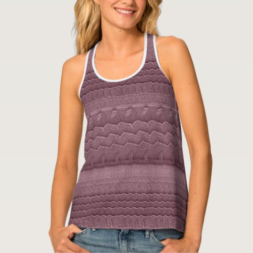 Sandy Beach Car Tires Trace Pink Tank Top