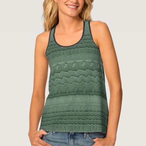 Sandy Beach Car Tires Trace Teal Tank Top