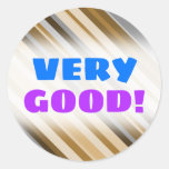 [ Thumbnail: Sandy Beach Colors Inspired Striped Pattern Round Sticker ]