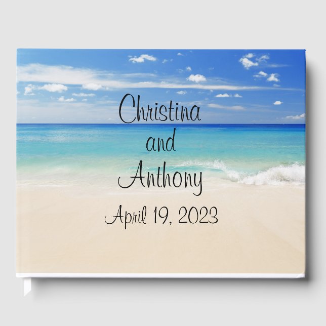 Sandy Beach Custom Wedding Guest Book (Front)