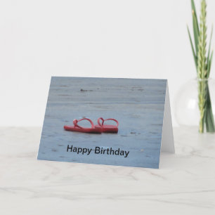 Sandy Beach & Flip-Flops Birthday Greetings Card