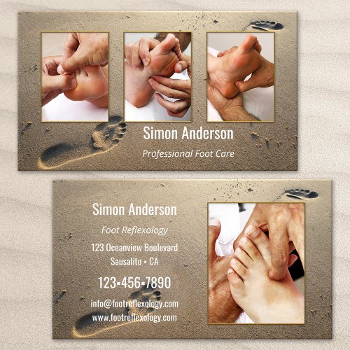 Sandy Beach Foot Reflexology Your Photos Business Card