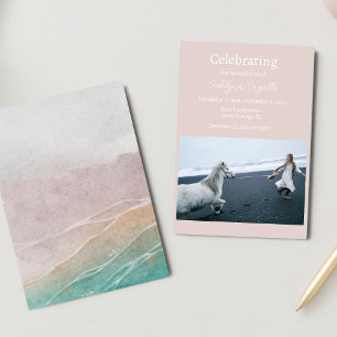 Sandy Beach Funeral Photo Celebration of Life Invitation