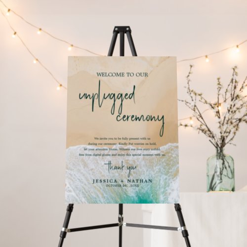 Sandy Beach I Unplugged Wedding Ceremony Signboard Foam Board