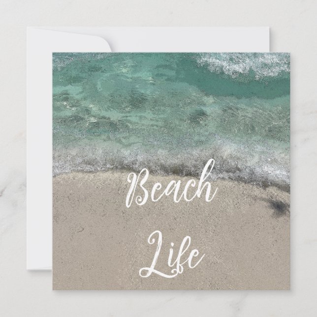 Sandy Beach Life Florida Teal Blue Artsy Abstract  Holiday Card (Front)