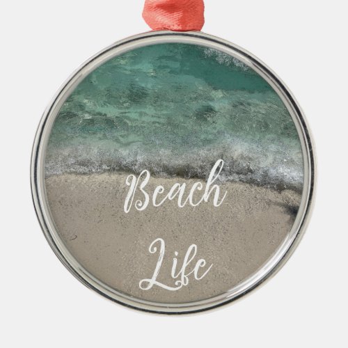 Sandy Beach Life Florida Teal Blue Artsy Abstract  Metal Ornament