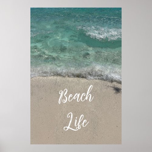 Sandy Beach Life Teal Blue Green Artsy Abstract  Poster