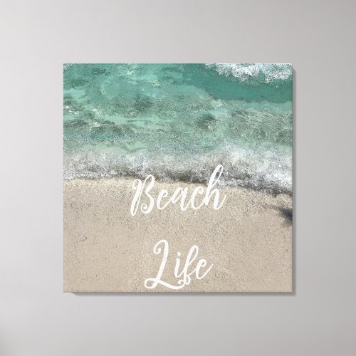 Sandy Beach Life Teal Blue Trendy Artsy Abstract  Canvas Print