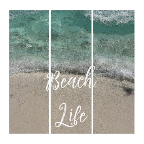 Sandy Beach Life Teal Blue Trendy Artsy Abstract  Triptych