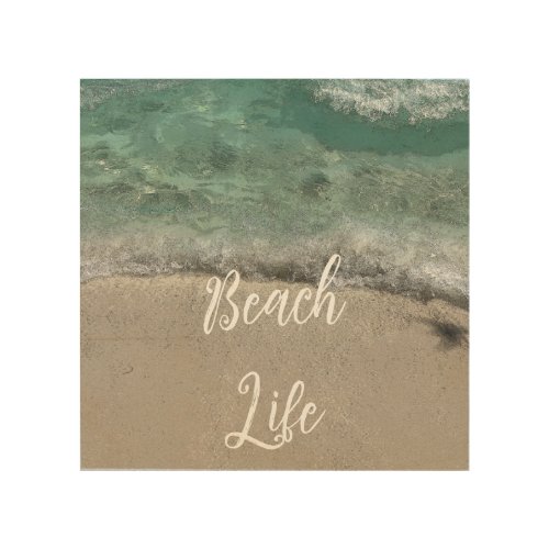 Sandy Beach Life Teal Blue Trendy Artsy Abstract  Wood Wall Art