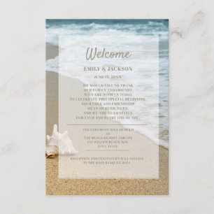 Sandy Beach Ocean Seashell Wedding Welcome Enclosure Card