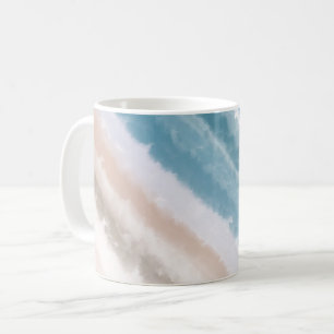 Sandy Beach Ocean Waves Abstract Watercolor Coffee Mug