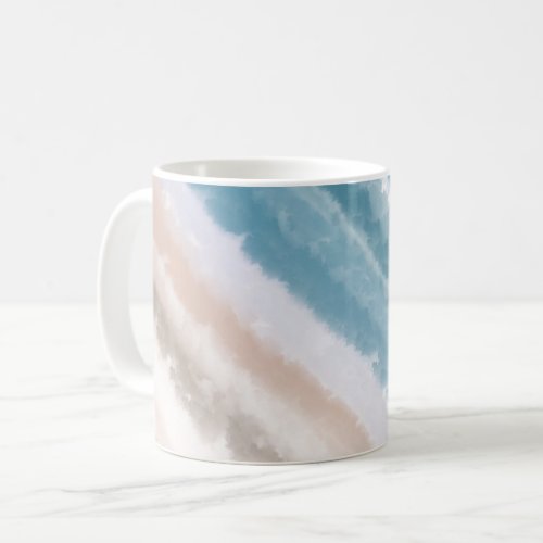 Sandy Beach Ocean Waves Abstract Watercolor  Coffee Mug
