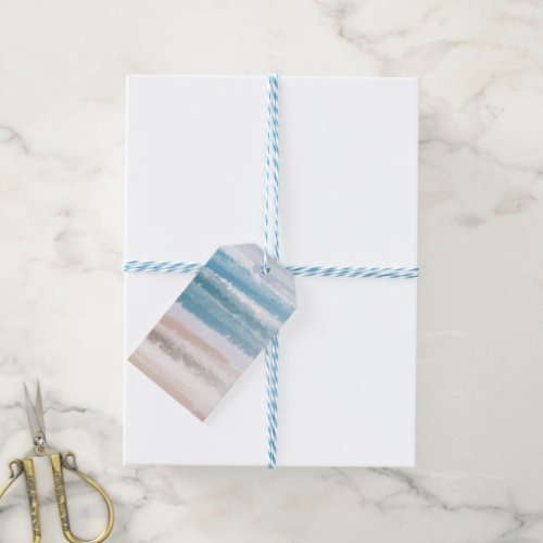 Sandy Beach Ocean Waves Abstract Watercolor Gift Tags