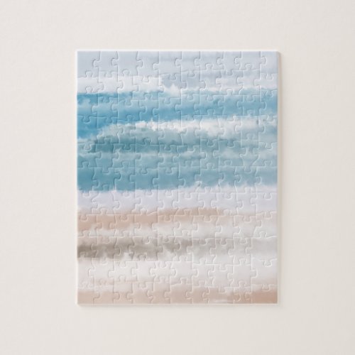 Sandy Beach Ocean Waves Abstract Watercolor  Jigsaw Puzzle