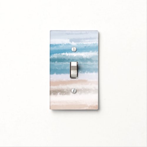 Sandy Beach Ocean Waves Abstract Watercolor  Light Switch Cover