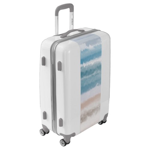 Sandy Beach Ocean Waves Abstract Watercolor Luggage