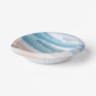 Sandy Beach Ocean Waves Abstract Watercolor Paper Bowls