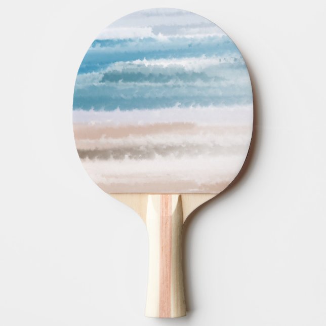 Sandy Beach Ocean Waves Abstract Watercolor Ping Pong Paddle (Front)