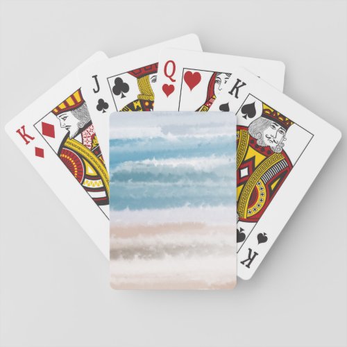 Sandy Beach Ocean Waves Abstract Watercolor Playing Cards