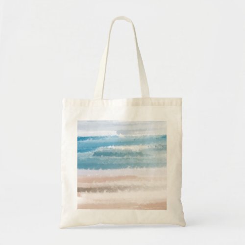 Sandy Beach Ocean Waves Abstract Watercolor Tote Bag