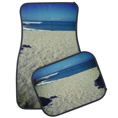 Sandy beach ocean waves car floor mat