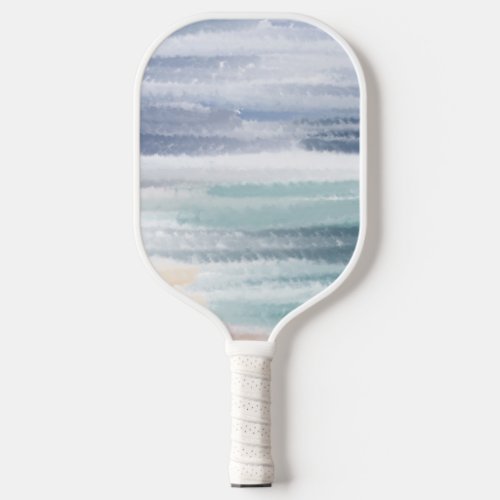 Sandy Beach Ocean Waves Cloudy Sky Abstract Pickleball Paddle