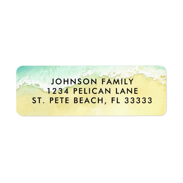 Sandy Beach Ocean Waves Return Address Label (Front)