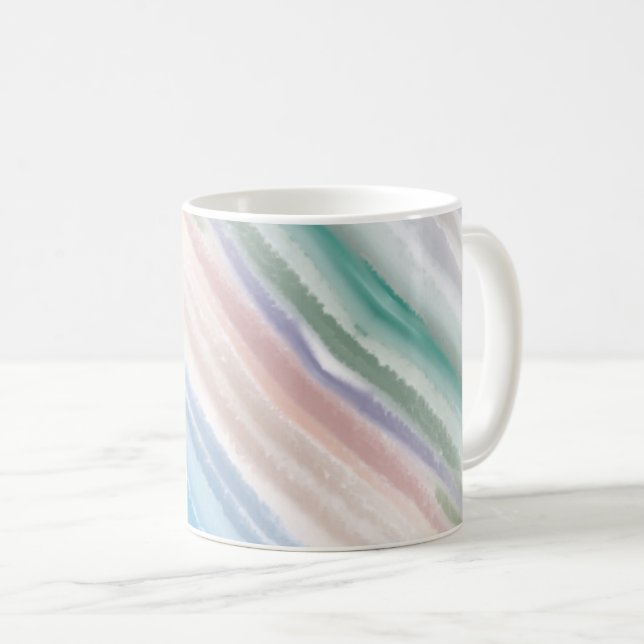 Sandy Beach Ocean Waves Sunset Abstract Watercolor Coffee Mug (Front Right)