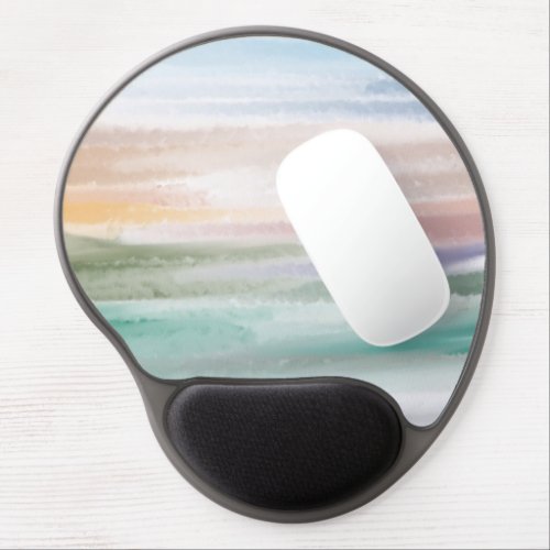 Sandy Beach Ocean Waves Sunset Abstract Watercolor Gel Mouse Pad