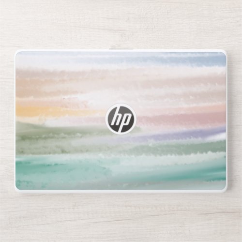 Sandy Beach Ocean Waves Sunset Abstract Watercolor HP Laptop Skin