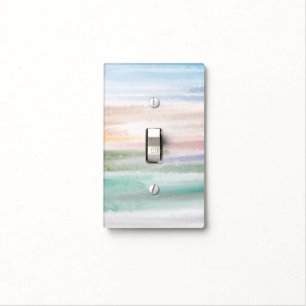 Sandy Beach Ocean Waves Sunset Abstract Watercolor Light Switch Cover