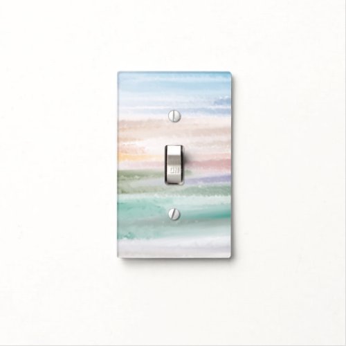 Sandy Beach Ocean Waves Sunset Abstract Watercolor Light Switch Cover