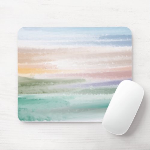 Sandy Beach Ocean Waves Sunset Abstract Watercolor Mouse Pad