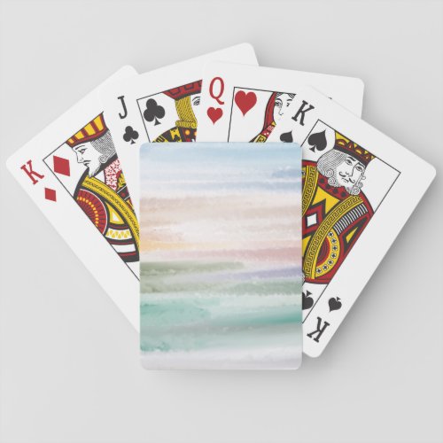 Sandy Beach Ocean Waves Sunset Abstract Watercolor Playing Cards