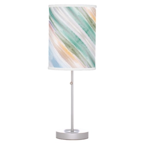 Sandy Beach Ocean Waves Sunset Abstract Watercolor Table Lamp