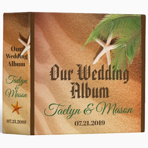 Sandy Beach Palm Starfish Wedding Album Binder