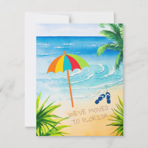 Sandy Beach Palm Trees We've Moved to Florida Announcement