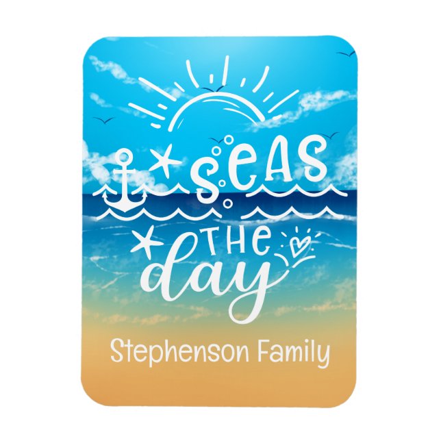 Sandy Beach Personalized Seas the Day Cruise Magnet (Vertical)