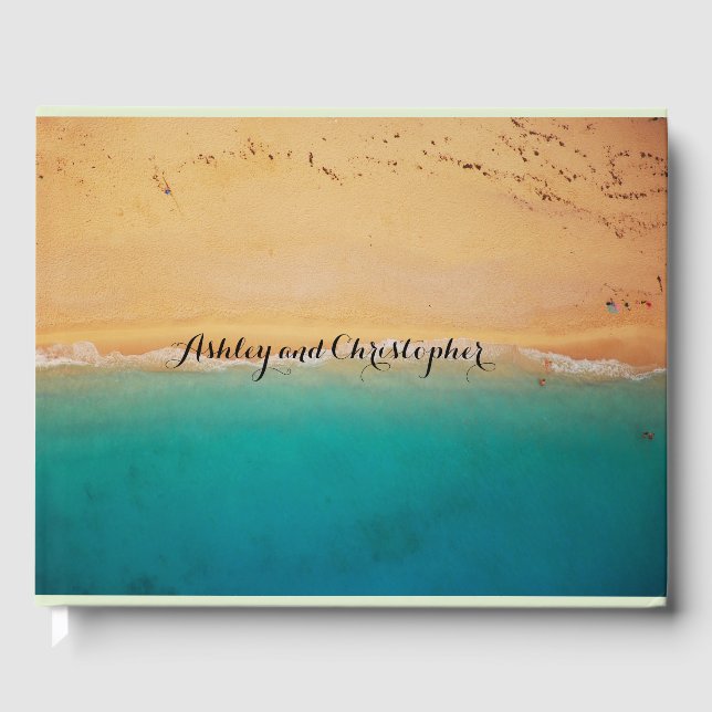 Sandy Beach Personalized Wedding Guestbook (Front)