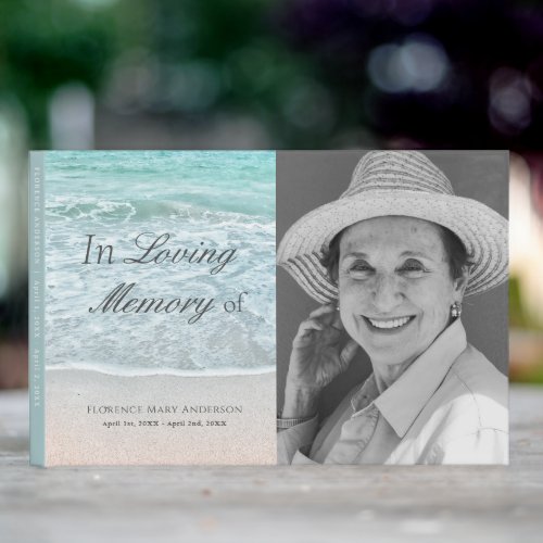 Sandy Beach Photo Memorial Funeral Guest Book