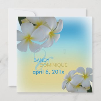 Sandy Beach/plumerias Destination Wedding Invitation by custom_stationery at Zazzle