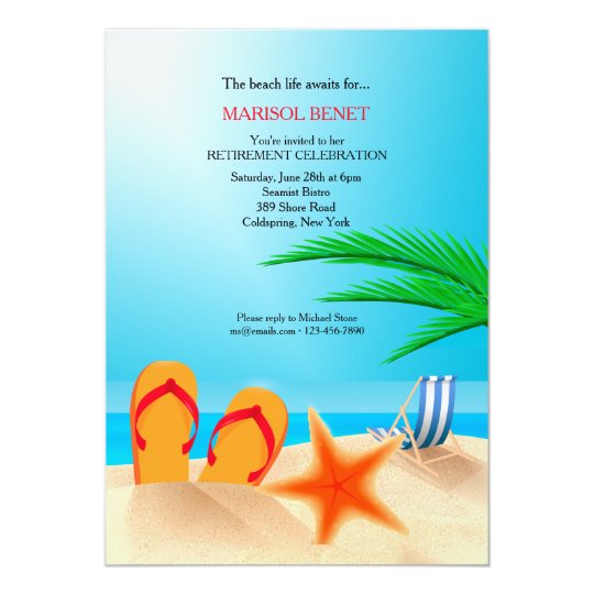 Sandy Beach Retirement Party Invitation