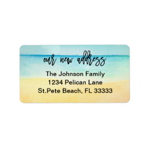 Sandy Beach Scene New Address Label
