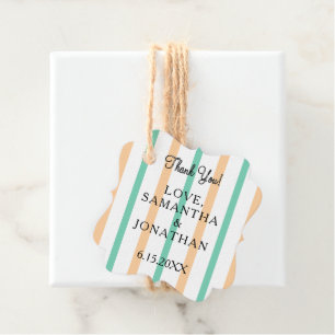 Sandy Beach Seafoam Green White Stripes Wedding  Favor Tags